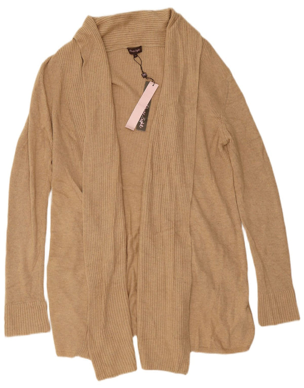 Phase Eight Womens Longline Open Cardigan Sweater UK 14 Medium Beige Cotton