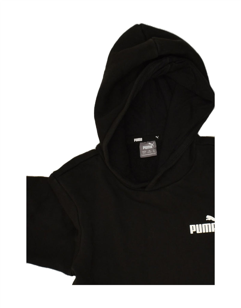 PUMA Boys Graphic Hoodie Jumper 11-12 Years Medium Black Cotton | Vintage Puma | Thrift | Second-Hand Puma | Used Clothing | Messina Hembry 