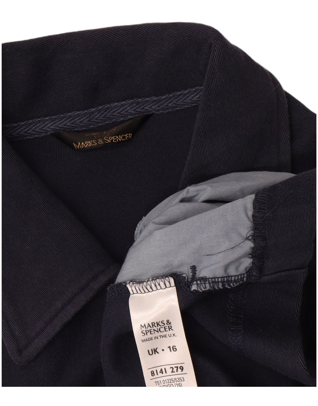 Marks & Spencer Womens Bomber Jacket UK 16 Large Navy Blue Cotton