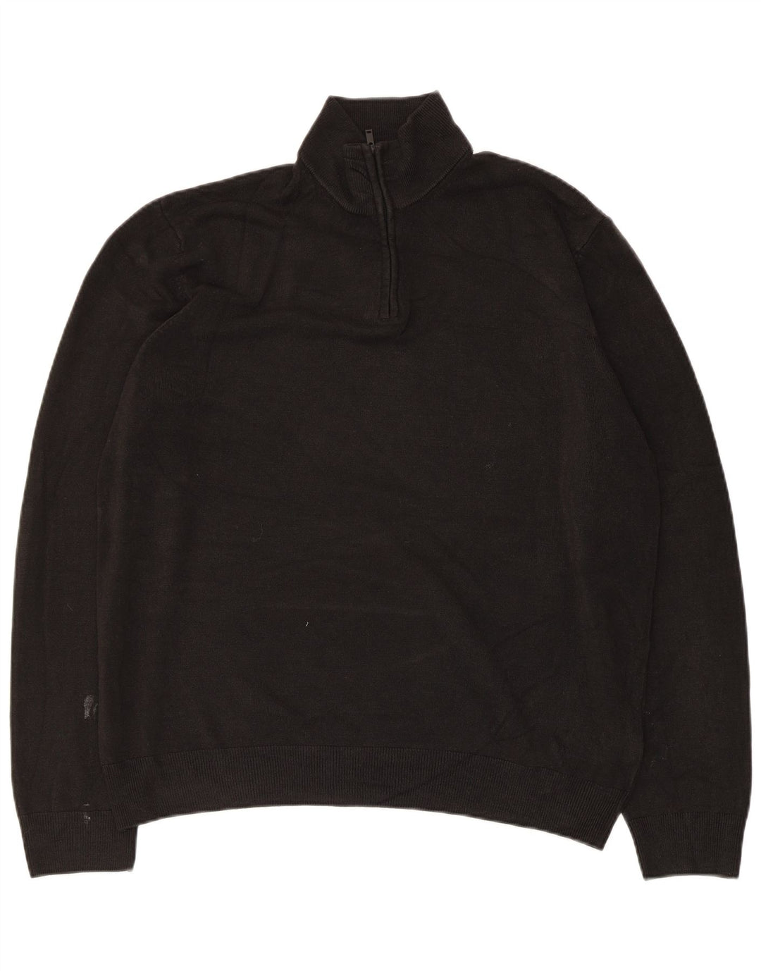 Marks & Spencer Mens Zip Neck Jumper Sweater XL Black Acrylic