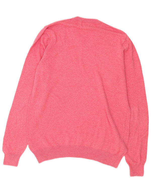 Marks & Spencer Mens V-Neck Jumper Sweater Medium Pink Cotton
