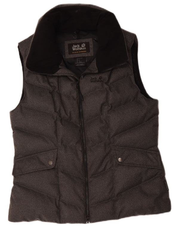 Jack Wolfskin Womens Padded Gilet UK 12 Medium  Grey Polyester