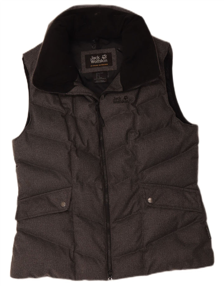 Jack Wolfskin Womens Padded Gilet UK 12 Medium  Grey Polyester