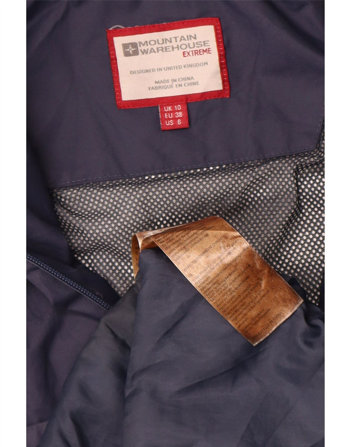 MOUNTAIN WAREHOUSE Womens Rain Jacket UK 10 Small Navy Blue Colourblock