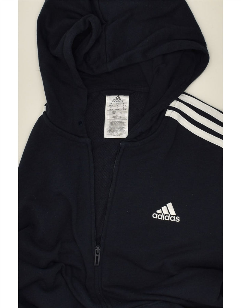 ADIDAS Womens Zip Hoodie Sweater UK 8-10 Small Navy Blue Cotton | Vintage Adidas | Thrift | Second-Hand Adidas | Used Clothing | Messina Hembry 