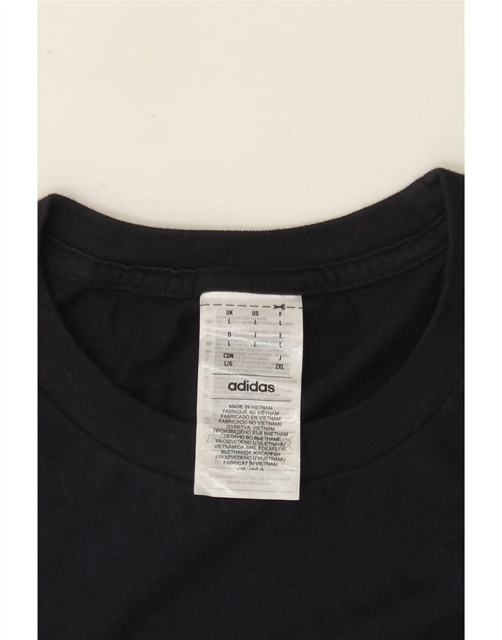Adidas Mens T-Shirt Top Large Navy Blue Cotton
