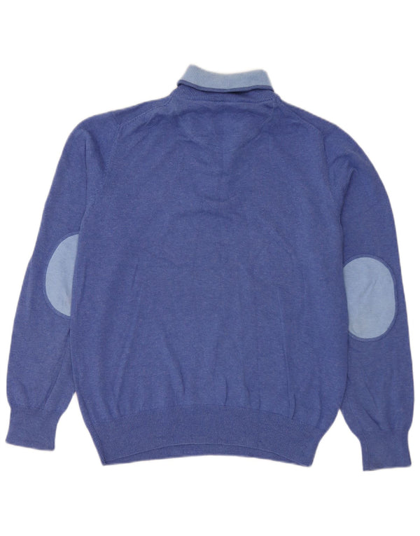 Gant Mens Zip Neck Jumper Sweater Medium Blue Cotton