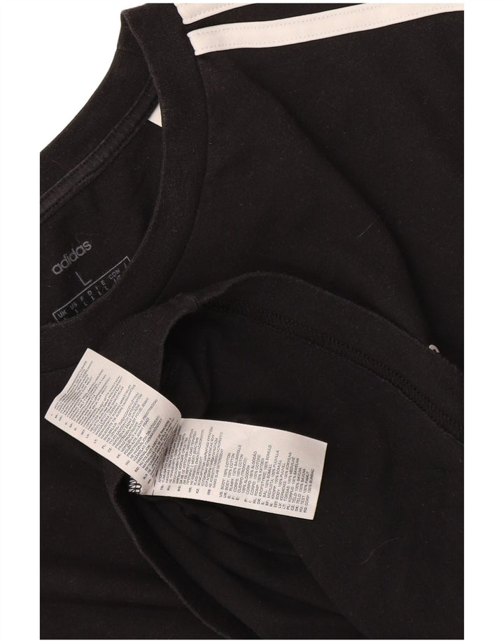 Adidas Mens T-Shirt Top Large Black Cotton