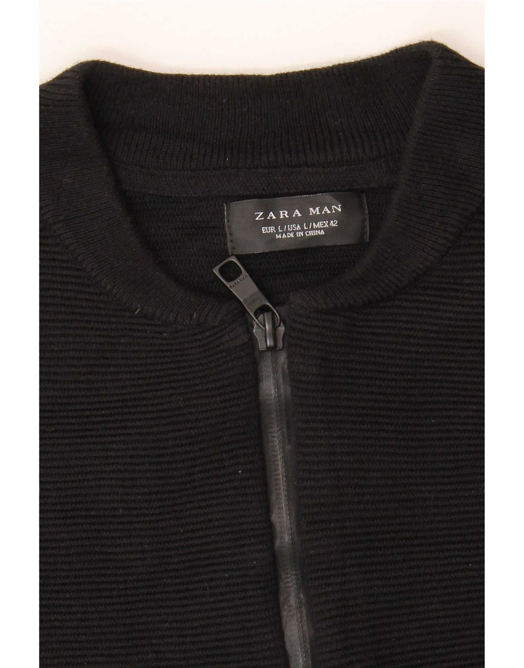 Zara Mens Cardigan Sweater Large Black Cotton
