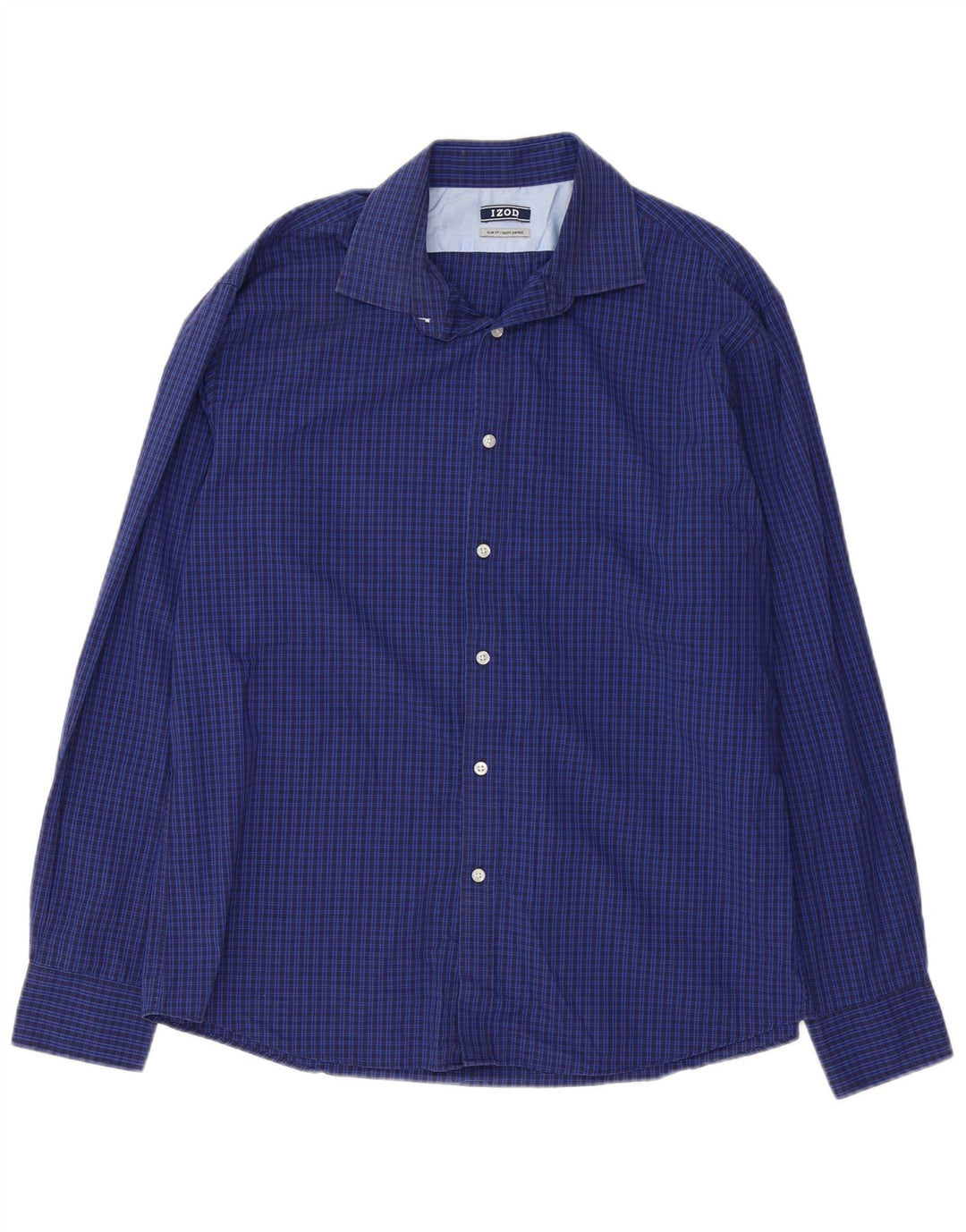 IZOD Mens Slim Fit Shirt Size 16 1/2 Large Blue Check Cotton