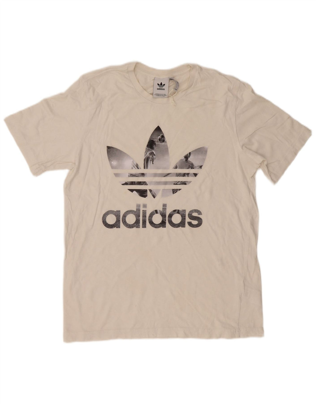 Adidas Mens Graphic T-Shirt Top Medium White Cotton