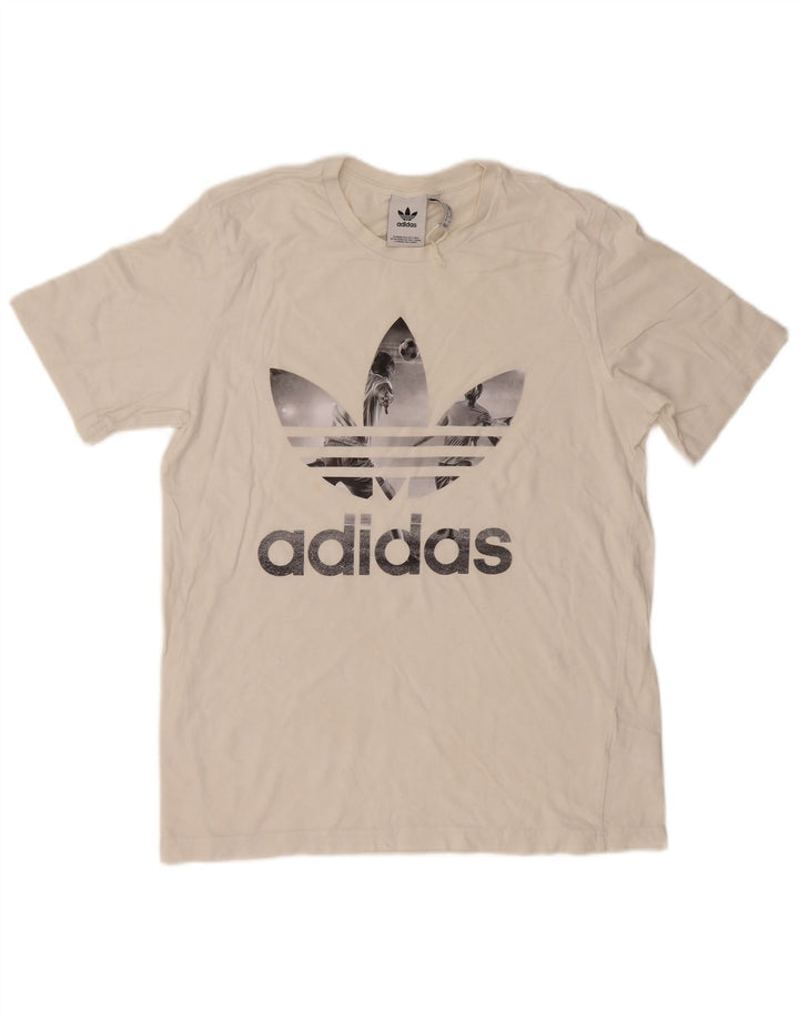 Adidas Mens Graphic T-Shirt Top Medium White Cotton