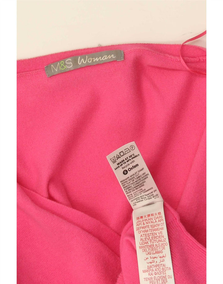 Marks & Spencer Womens Cardigan Sweater UK 10 Small  Pink Cotton