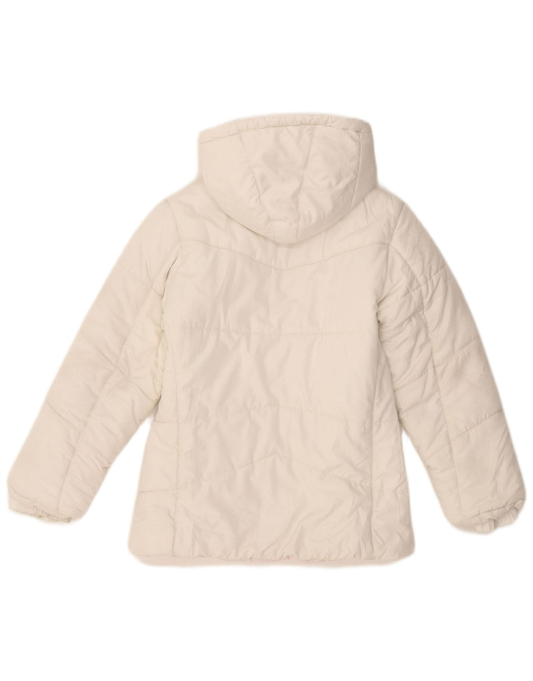 NIKE Girls Hooded Padded Jacket 8-9 Years Small White Polyester