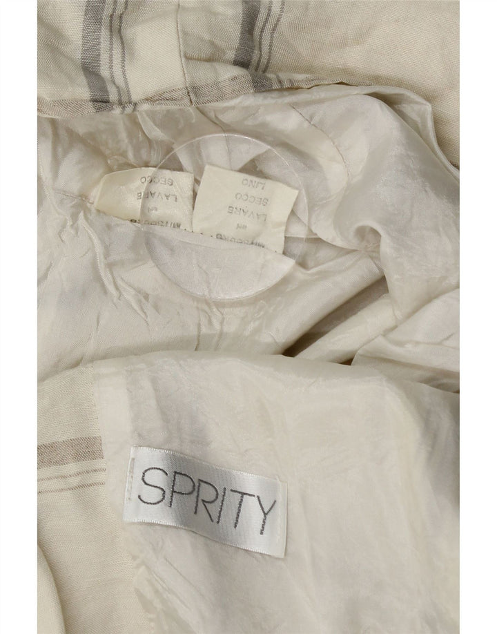 Vintage Womens 1 Button Blazer Jacket UK 14 Medium Beige Check Linen