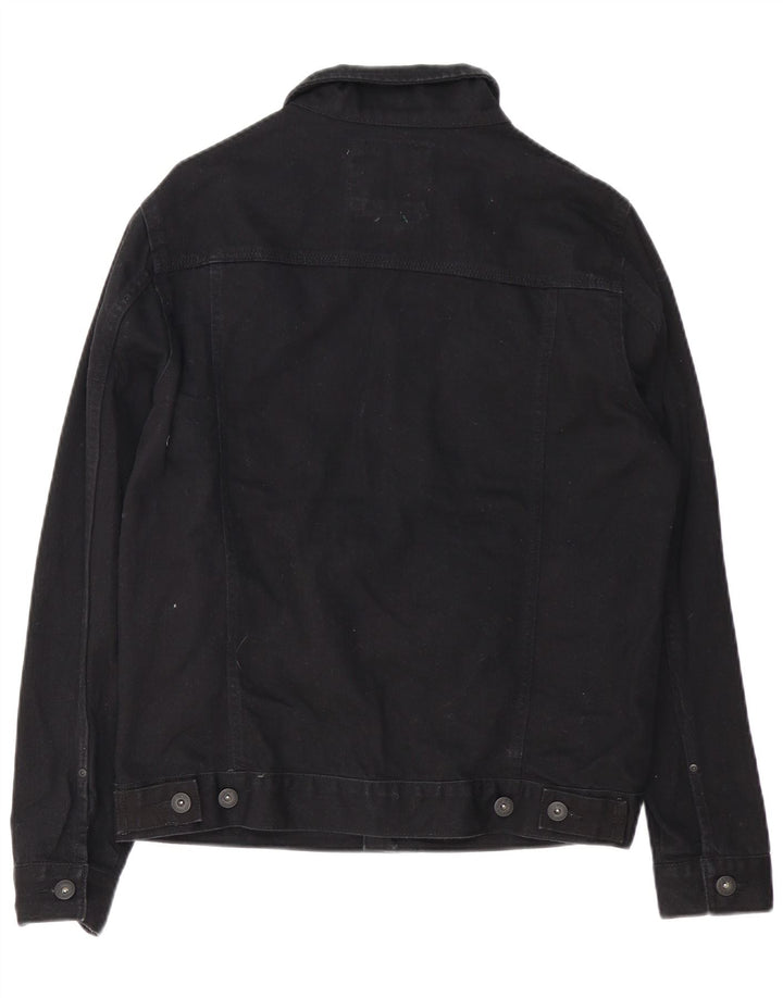 Zara Mens Denim Jacket UK 40 Large Black Cotton