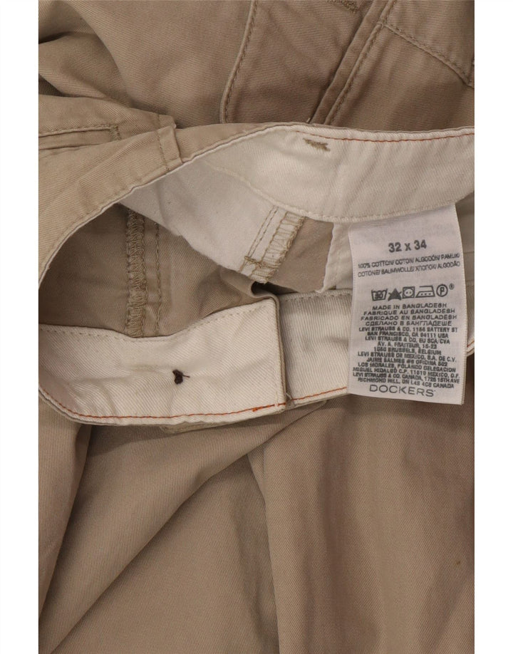 DOCKERS Mens Straight Chino Trousers W32 L34 Beige Cotton Classic