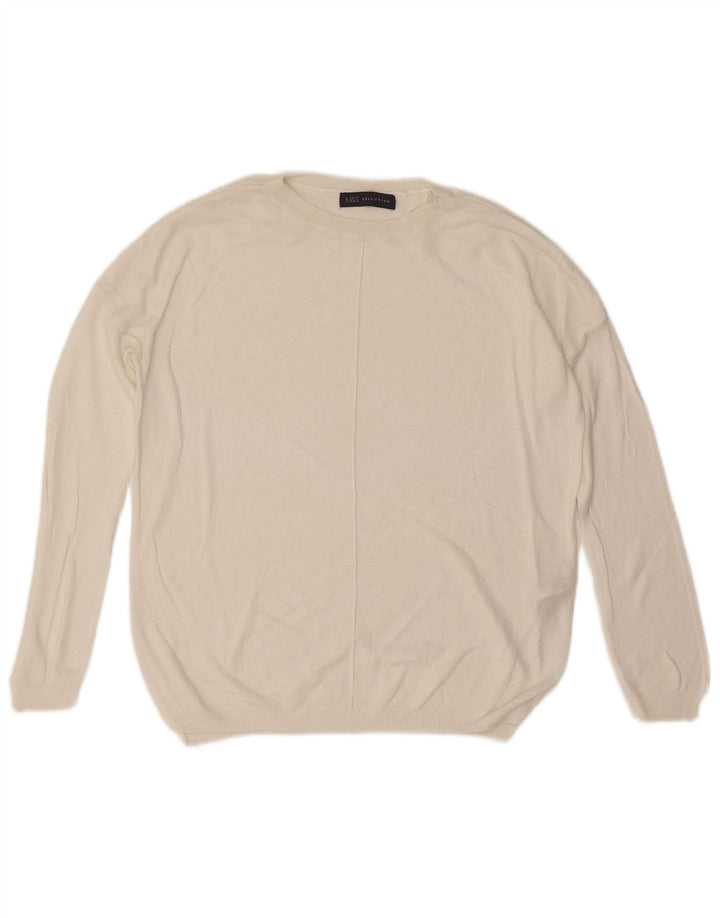 Marks & Spencer Womens Oversized Crew Neck Jumper Sweater UK 10 Small White