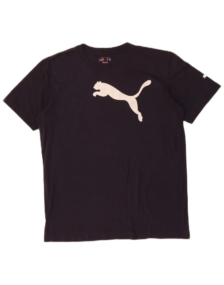 PUMA Mens Graphic T-Shirt Top Small Navy Blue Cotton