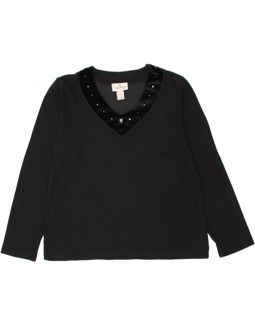 CARLA FERRONI Womens Top Long Sleeve UK 18 XL Black Vintage CARLA FERRONI and Second-Hand CARLA FERRONI from Messina Hembry 