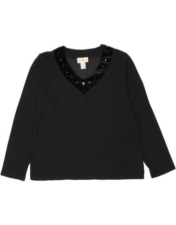 CARLA FERRONI Womens Top Long Sleeve UK 18 XL Black Vintage CARLA FERRONI and Second-Hand CARLA FERRONI from Messina Hembry 