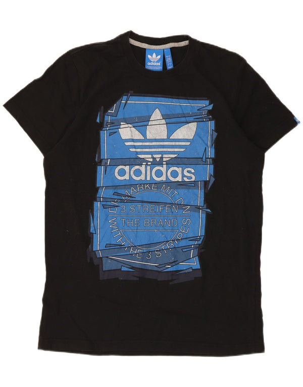 Adidas Mens Three Stripes Graphic T-Shirt Top Large Black Cotton