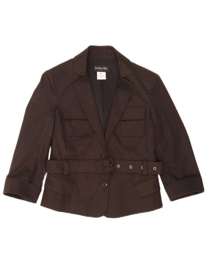 Patrizia Pepe Womens Crop 2 Button Blazer Jacket IT 40 Small Black