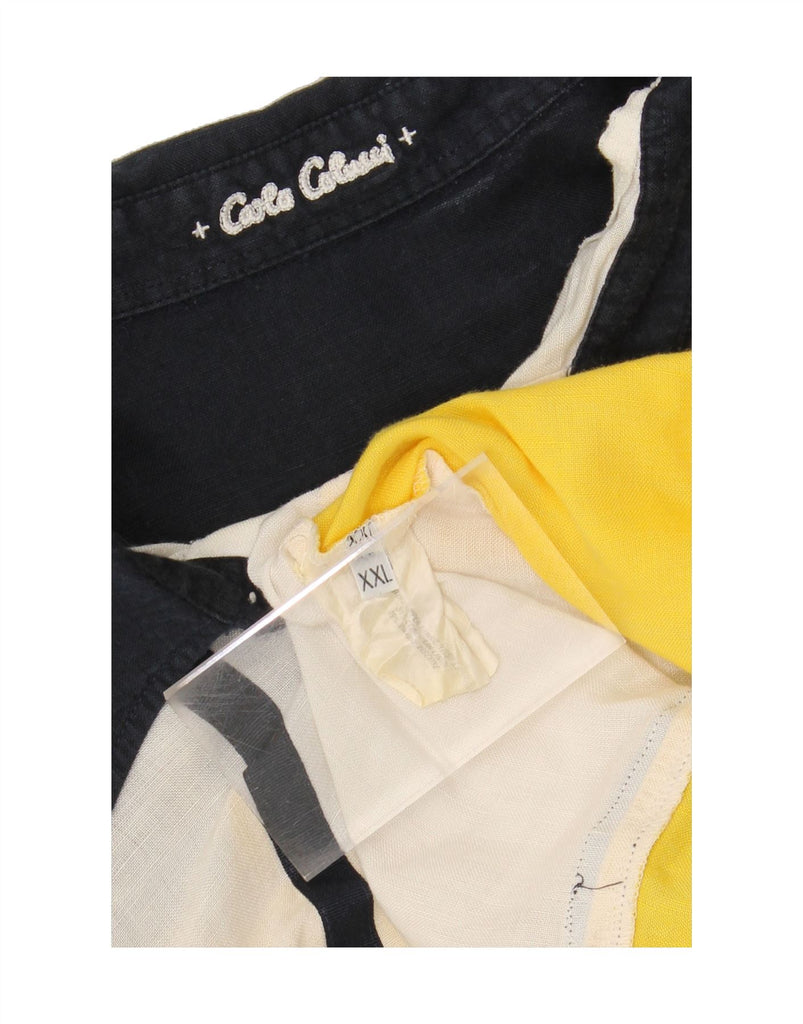 CARLO COLUCCI Mens Short Sleeve Shirt 2XL Yellow Colourblock Viscose Vintage Carlo Colucci and Second-Hand Carlo Colucci from Messina Hembry 