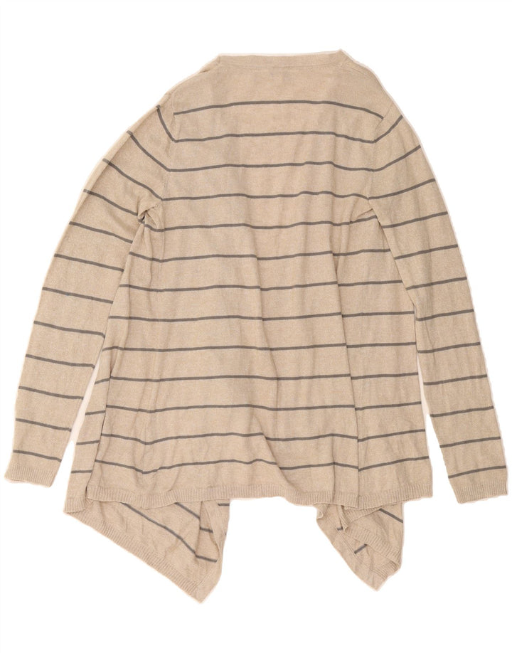 FAT FACE Womens Open Cardigan Sweater UK 12 Medium Beige Striped Cotton Vintage Fat Face and Second-Hand Fat Face from Messina Hembry 