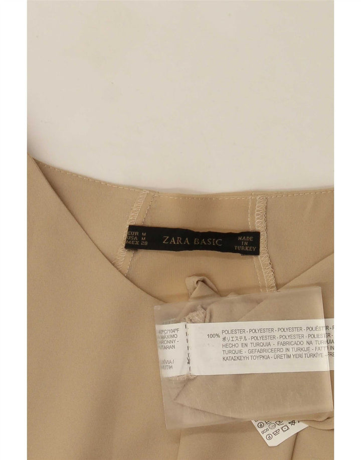 Zara Womens Long Sleeve Blouse Top UK 14 Medium Beige Polyester