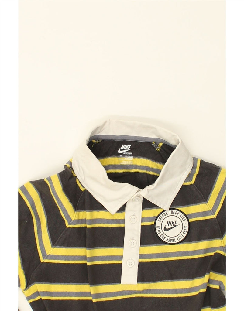 NIKE Boys Long Sleeve Rugby Polo Shirt 10-11 Years Medium Yellow Striped | Vintage Nike | Thrift | Second-Hand Nike | Used Clothing | Messina Hembry 