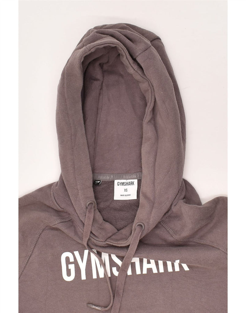 GYMSHARK Womens Graphic Hoodie Jumper UK 6 XS Grey Cotton | Vintage Gymshark | Thrift | Second-Hand Gymshark | Used Clothing | Messina Hembry 