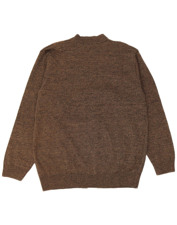 Vintage Mens Cardigan Sweater 3XL Khaki Flecked Polyacrylic