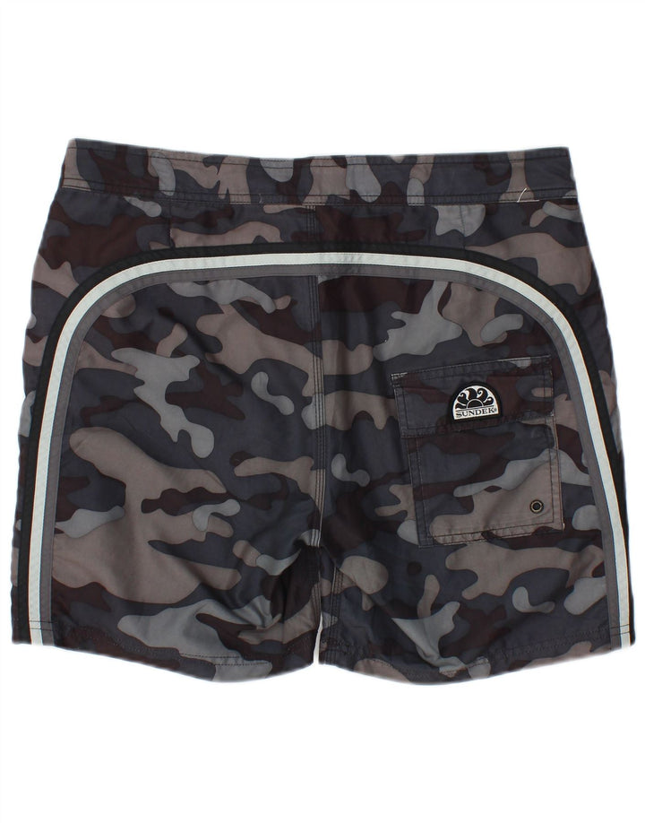 Sundek Mens Swimming Shorts Medium  Grey Camouflage Polyester