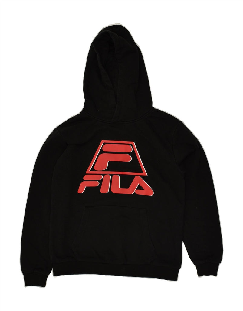 FILA Boys Graphic Hoodie Jumper 11-12 Years Black | Vintage Fila | Thrift | Second-Hand Fila | Used Clothing | Messina Hembry 