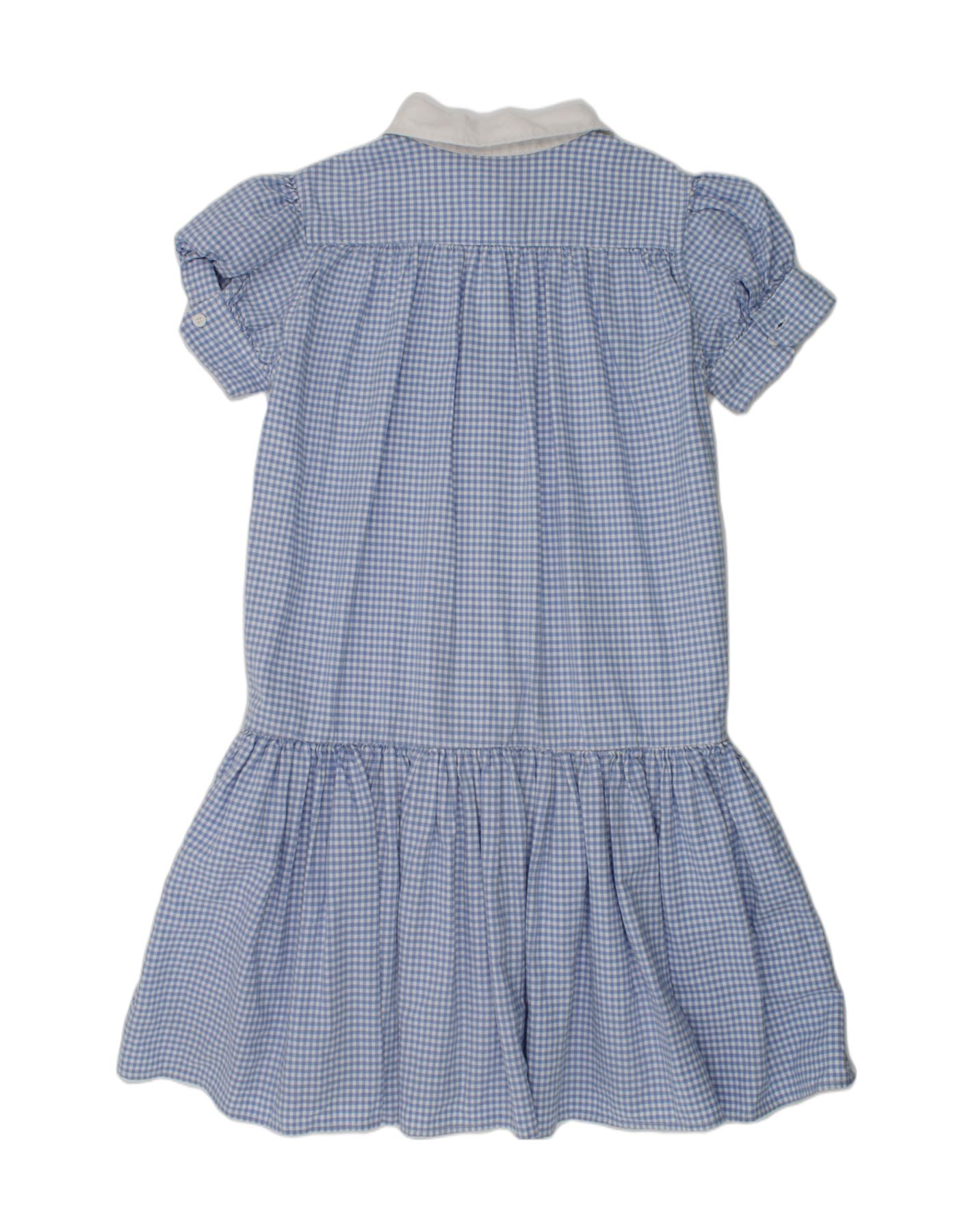 RALPH LAUREN Girls Short Sleeve Drop Waist Dress 11 12 Years Blue