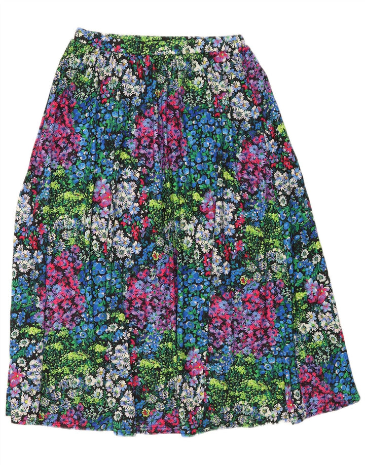 OASIS Womens Pleated Midi Skirt Small W26 Multicoloured Floral Polyester