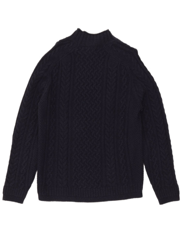 Massimo Dutti Womens Turtle Neck Jumper Sweater UK 16 Large Navy Blue Wool