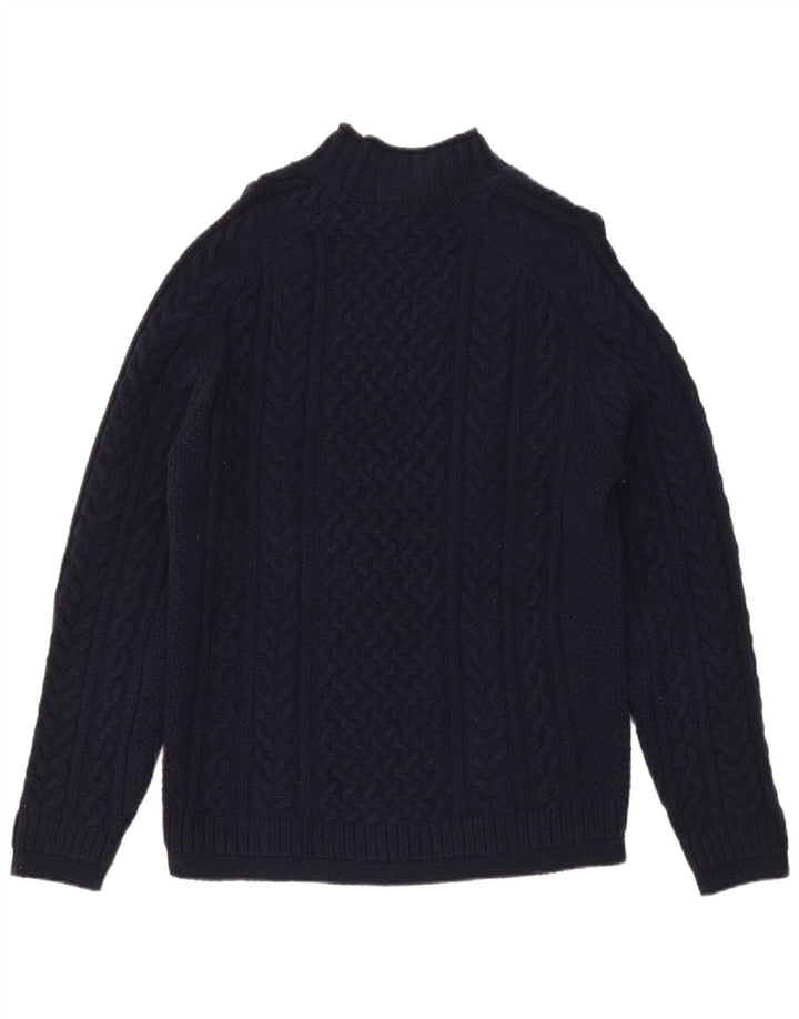 Massimo Dutti Womens Turtle Neck Jumper Sweater UK 16 Large Navy Blue Wool
