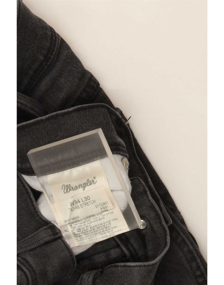 Wrangler Mens Texas Stretch Straight Jeans W34 L30 Grey Cotton