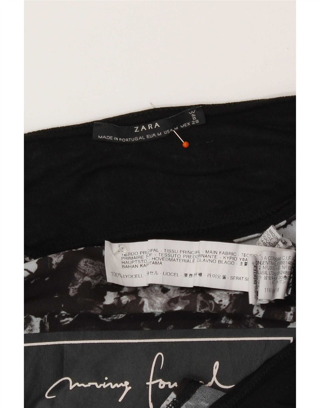 Zara Womens Graphic Top Long Sleeve UK 14 Medium Black Floral Polyester