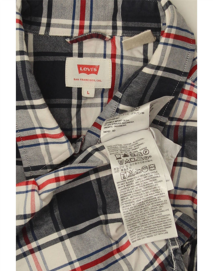 Levi's Mens Shirt Large Navy Blue Check Cotton