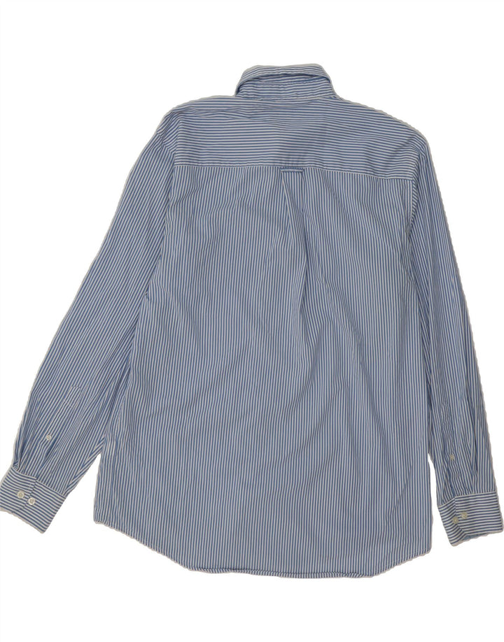 IZOD Mens NON - IRON Shirt Large Blue Striped Cotton Vintage Izod and Second-Hand Izod from Messina Hembry 