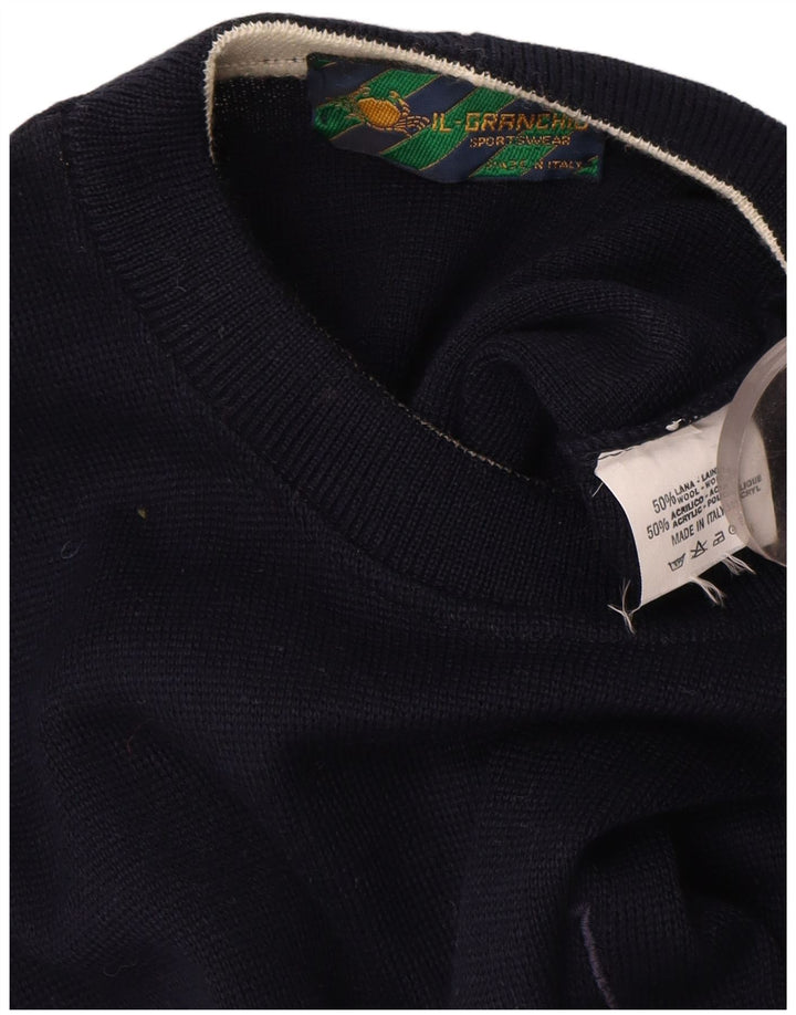 Il Granchio Mens Crew Neck Jumper Sweater Large Navy Blue Colourblock