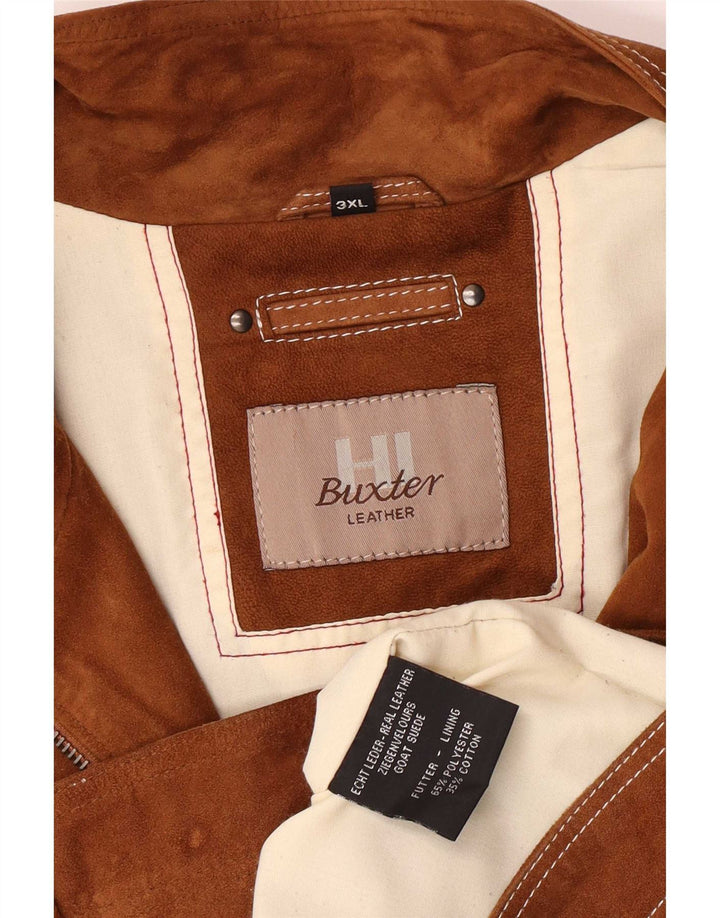 HI-Buxter Mens Suede Jacket UK 46 3XL Brown Leather Biker