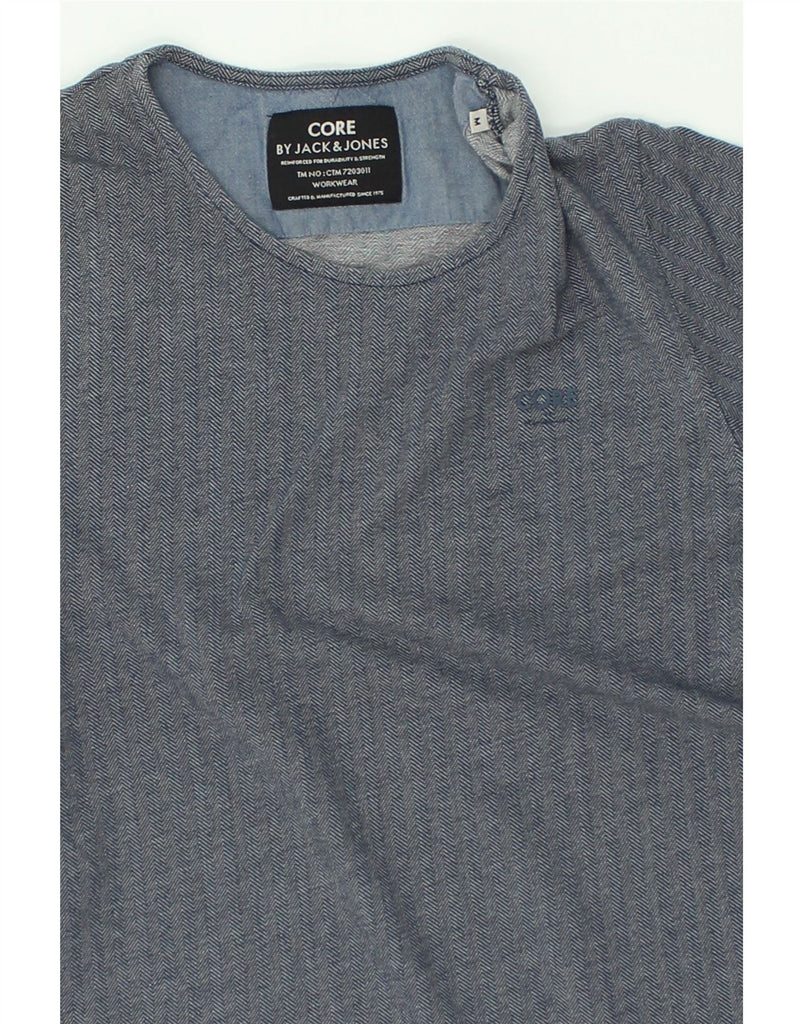 JACK & JONES Mens Slim T-Shirt Top Medium Grey Herringbone Cotton | Vintage Jack & Jones | Thrift | Second-Hand Jack & Jones | Used Clothing | Messina Hembry 