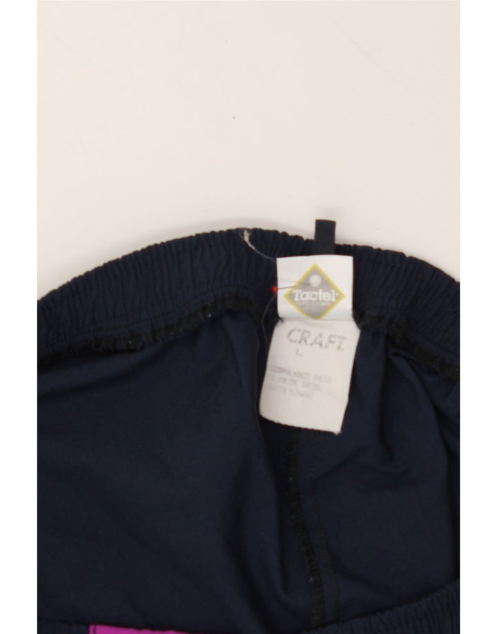TACTEL Mens Tracksuit Trousers Joggers Large  Navy Blue Colourblock Vintage Tactel and Second-Hand Tactel from Messina Hembry 