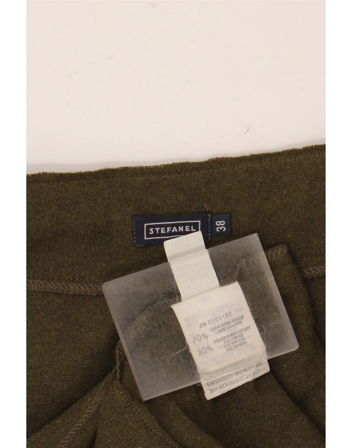 Stefanel Womens Knit A-Line Skirt EU 38 Medium W28  Khaki Wool
