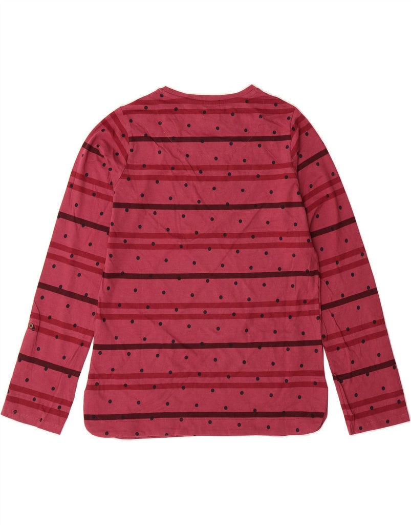 WEIRD FISH Womens Top Long Sleeve UK 10 Small  Burgundy Striped Cotton Vintage Weird Fish and Second-Hand Weird Fish from Messina Hembry 