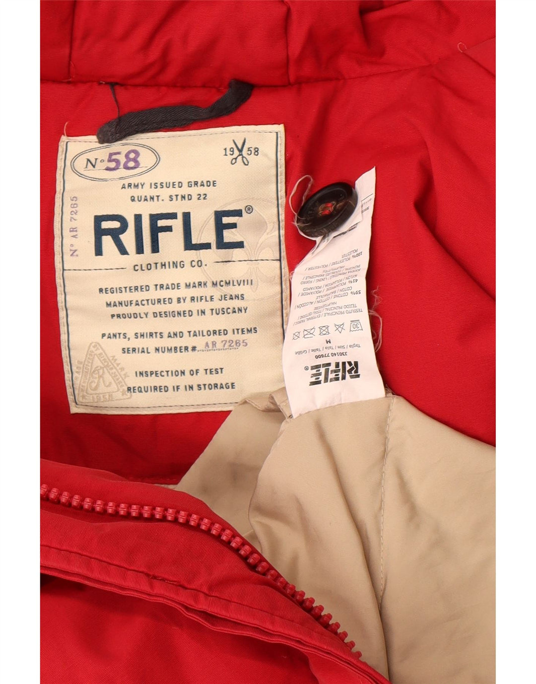 Rifle Womens Hooded Padded Jacket UK 14 Medium Red Cotton